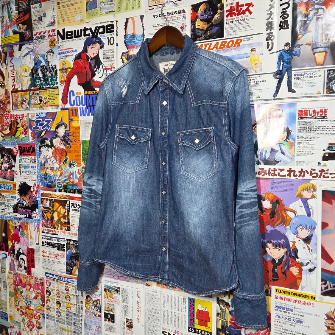 JPN 잭 로즈 데미지 워싱 웨스턴 데님 셔츠 상품이미지1