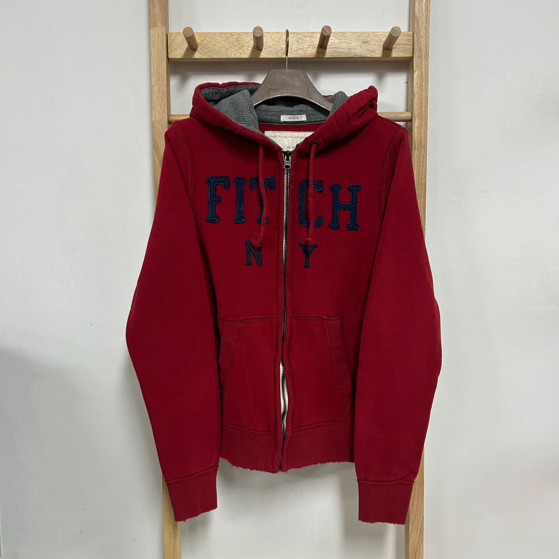 아베크롬비 y2k 스웻 후드집업 딥버건디 상품이미지2