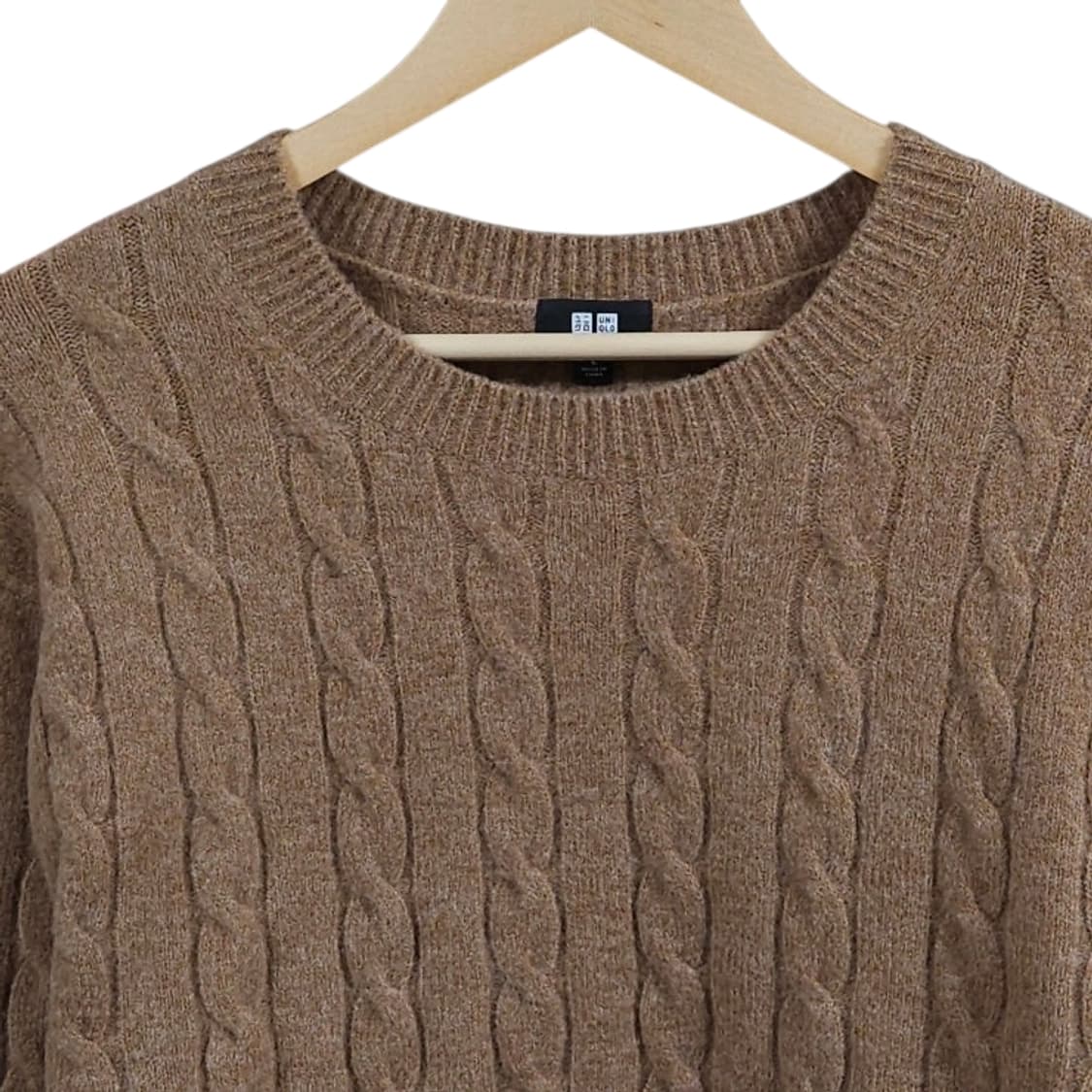 105)유니클로 꽈배기 케이블 니트 스웨터 브라운 상품이미지2