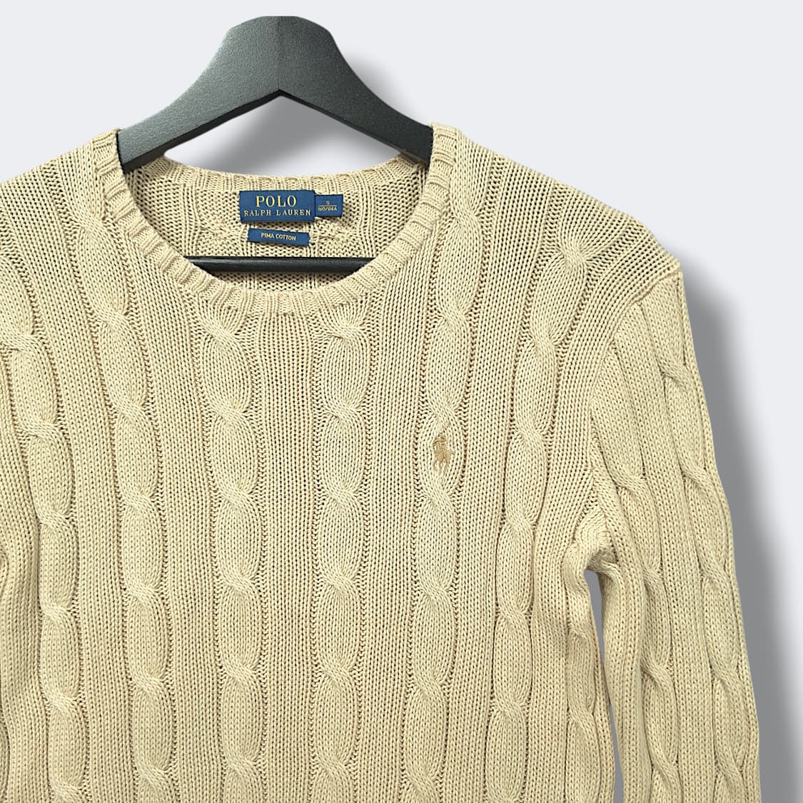 [S] 폴로 오트베이지 피마코튼 케이블 니트 상품이미지3