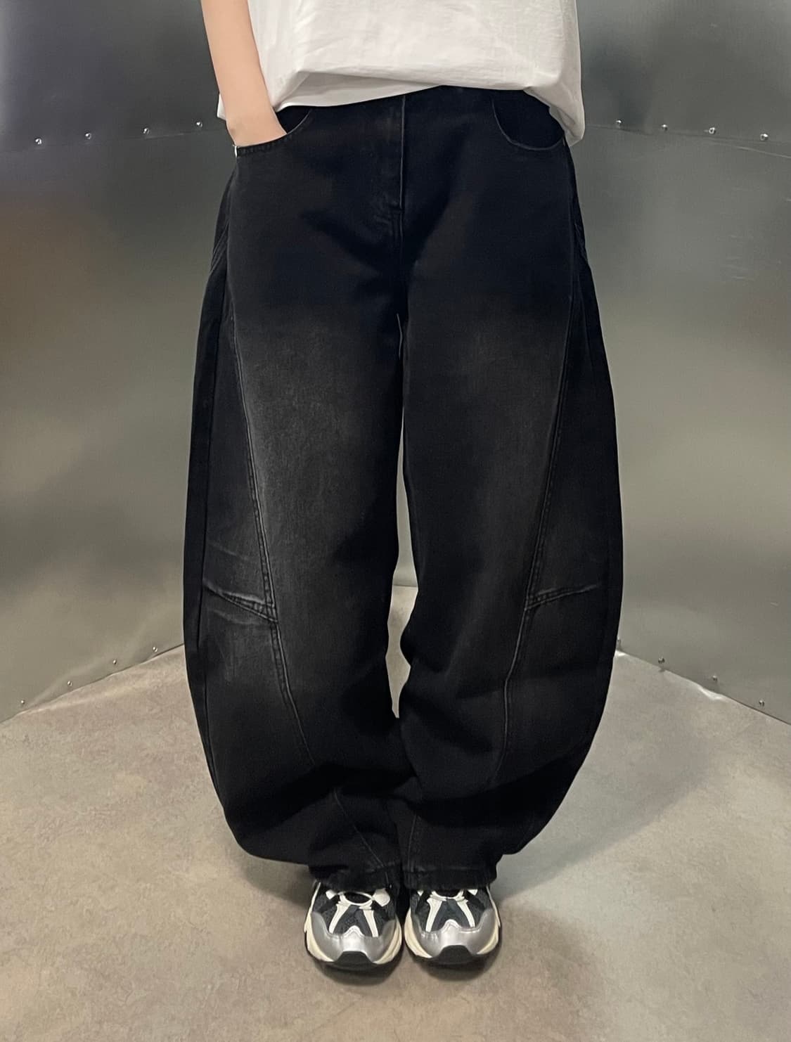 커브드 반밴딩 데님팬츠 상품이미지3