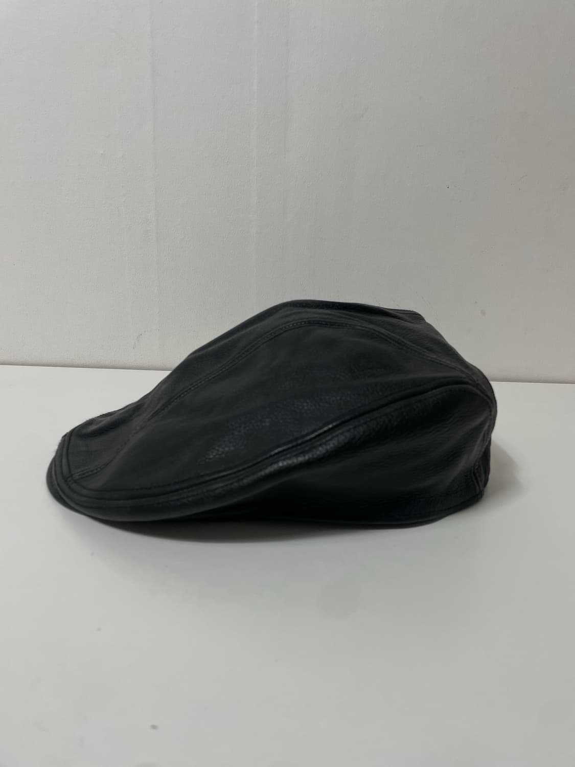 블랙 올드스쿨 레더 가죽 헌팅캡 모자 상품이미지2