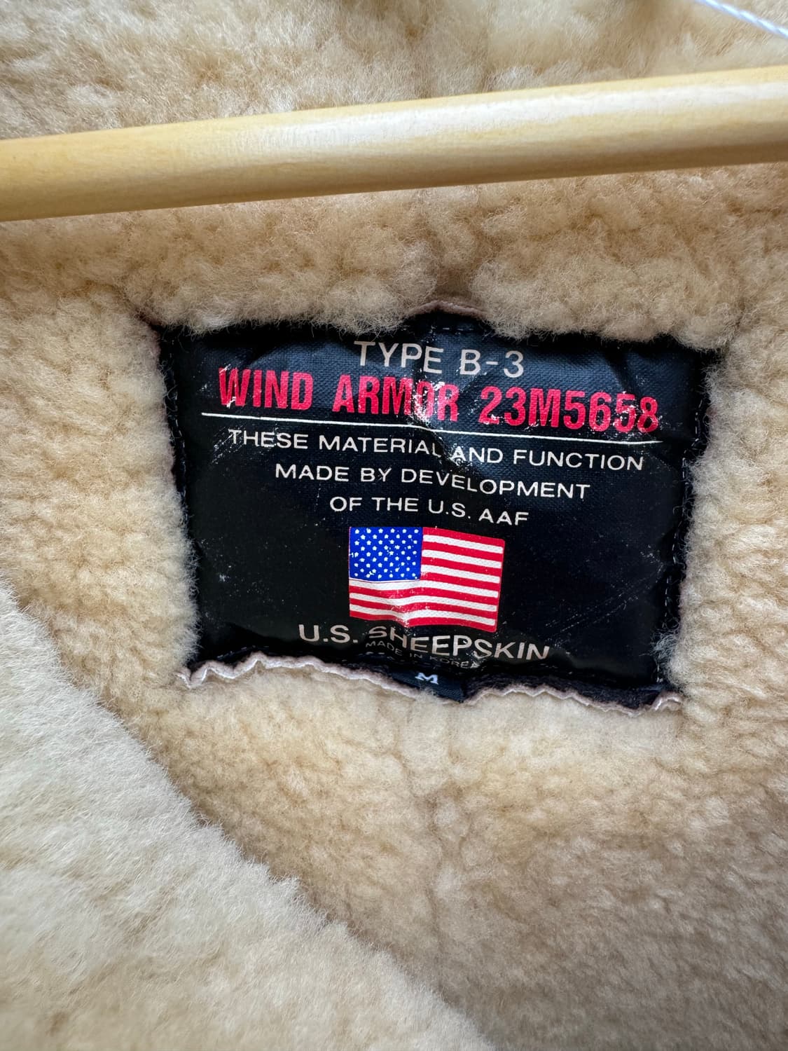90s wind aromr 미군 b-3 쉽스킨 무통 무스탕 가죽 자켓 상품이미지6