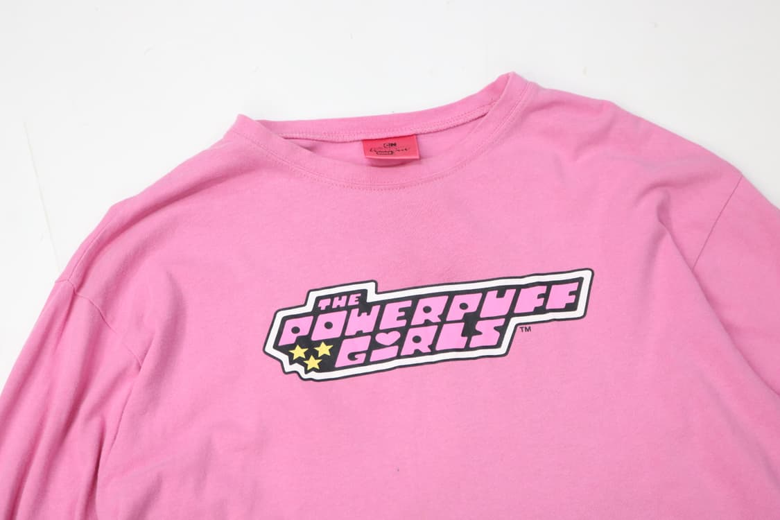 파워퍼프걸 빈티지 하트 그래픽 핑크 롱슬리브 티셔츠 상품이미지6