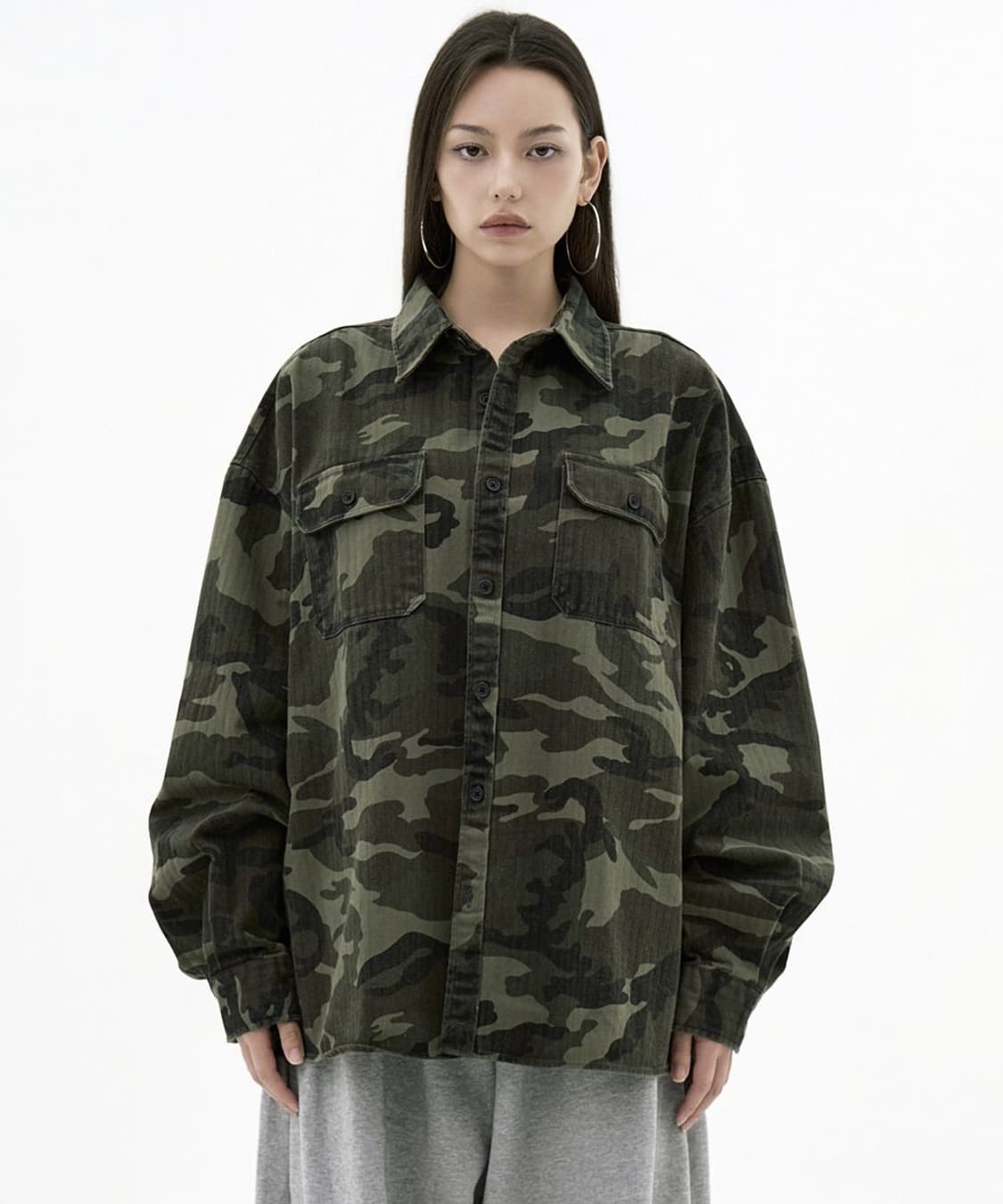 테이크이지 자이언트핏 카모 셔켓 자켓 카모 카키 L 상품이미지2