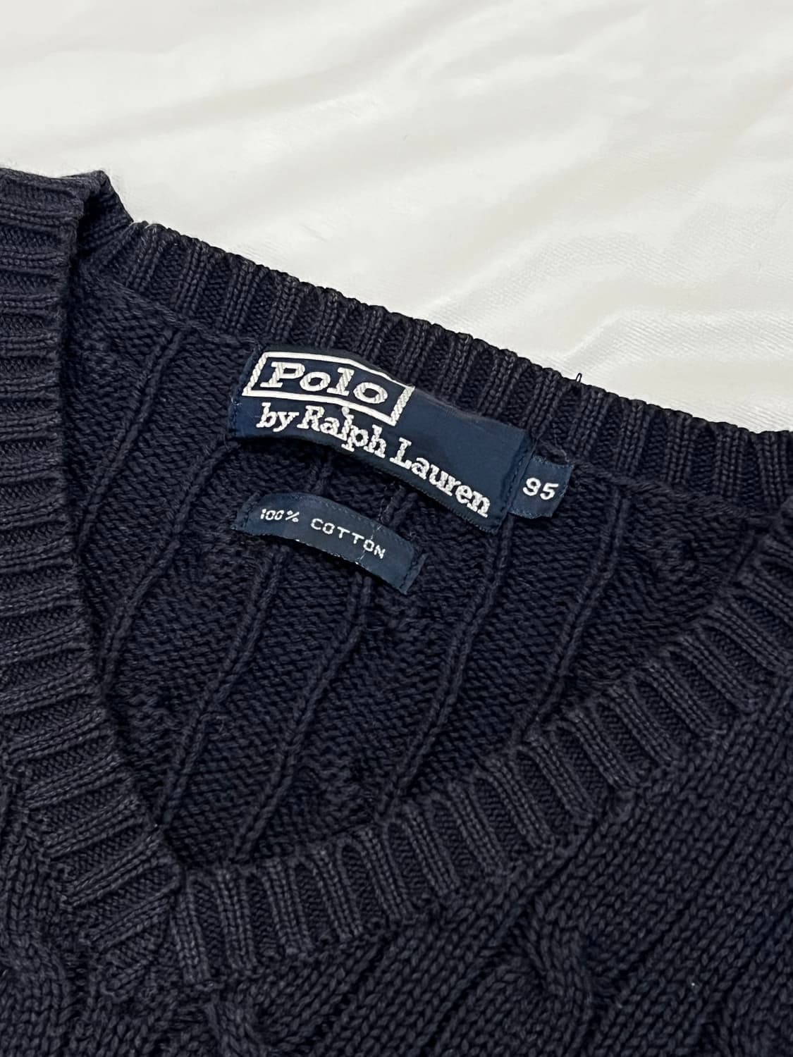 (95) 폴로랄프로렌 레드포니 브이넥 케이블 꽈배기 니트 네이비 상품이미지3
