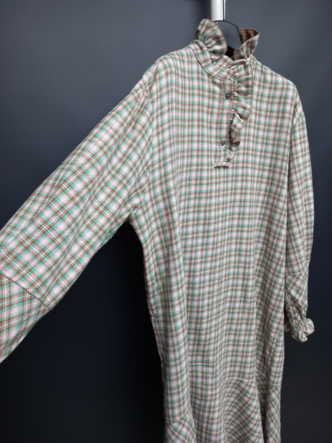 새 시스템 춘추동 모 체크 맥시 롱 원피스 44-77 상품이미지4