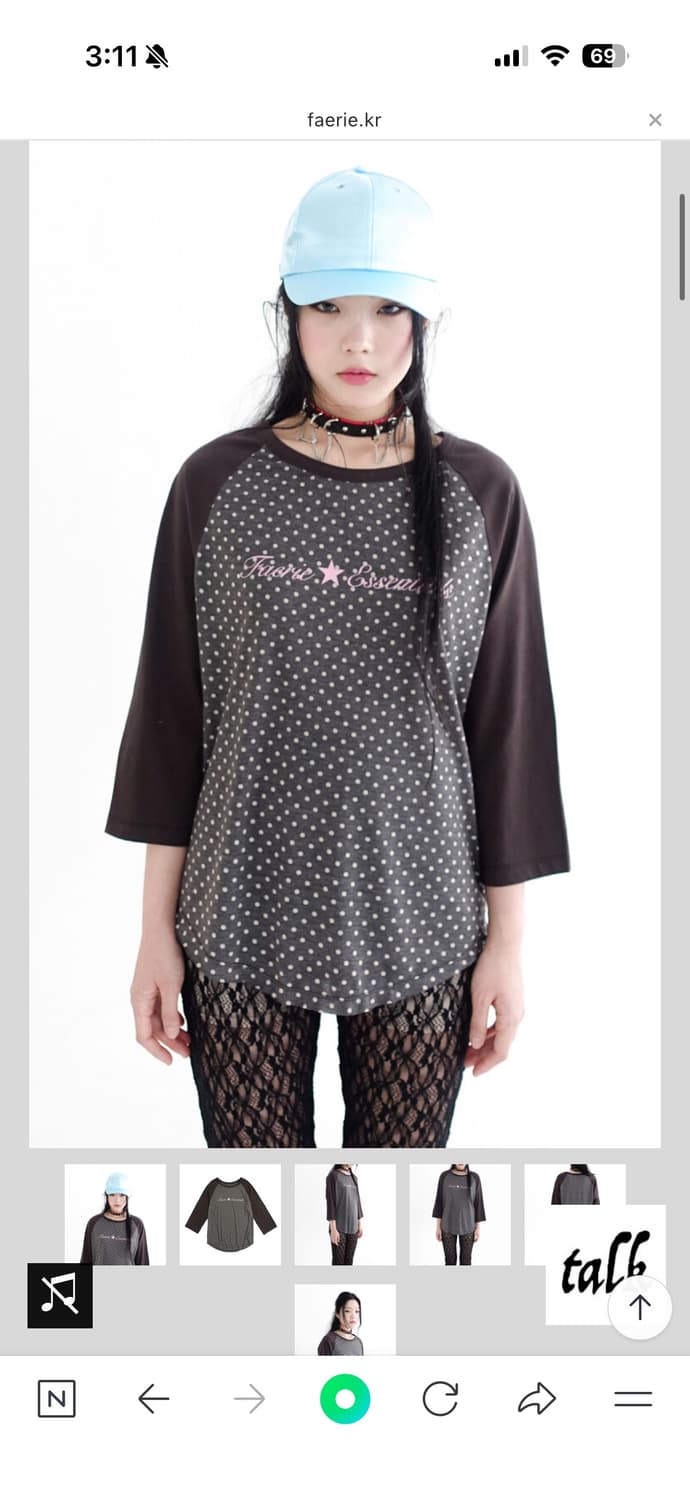 샵페어리 dot raglan sleeve top (charcoal)  상품이미지2