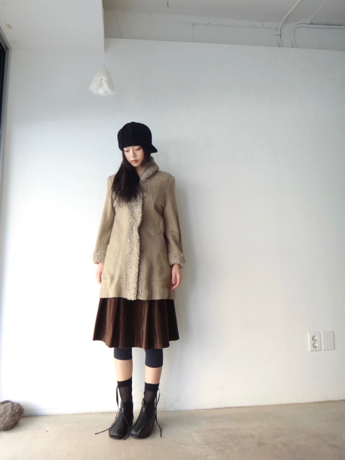 Curly pop hoody warm jacket / beige 상품이미지2