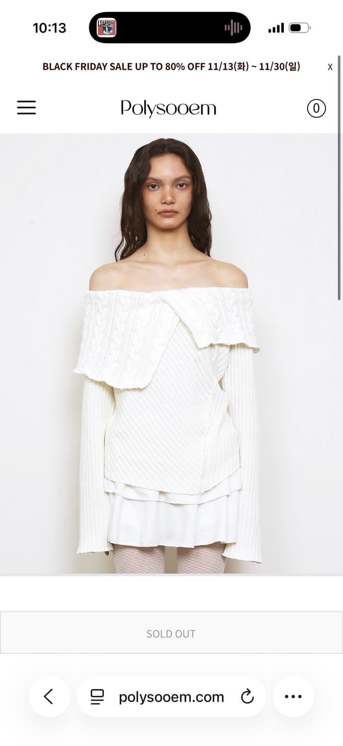 폴리수엠 청키 오프숄더 니트 아이보리 상품이미지1