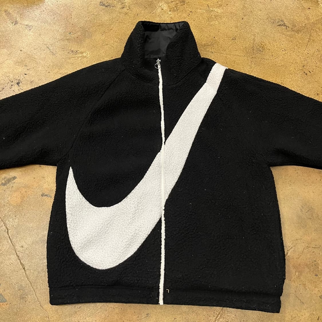 [정품/S] 나이키 검정 흰색 뽀글이 플리스 바람막이 양면 자켓 b16 상품이미지3