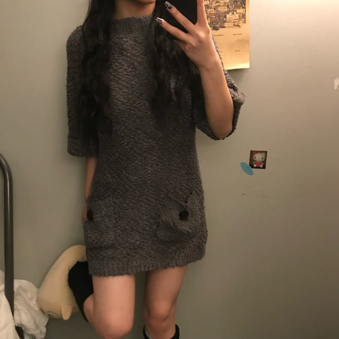 JPN Vintage 모리걸 아방 부클 니트 원피스 상품이미지1