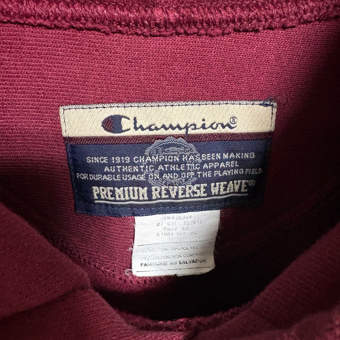 챔피온 프리미엄 리버스위브 빈티지 프린트 웜업 후드티 / 버건디, L 상품이미지4