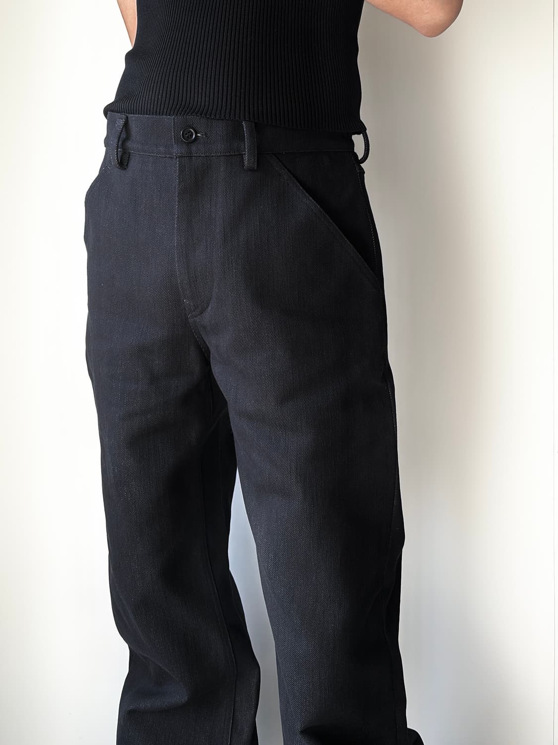 Gabardine Trousers Black Rustic 상품이미지5