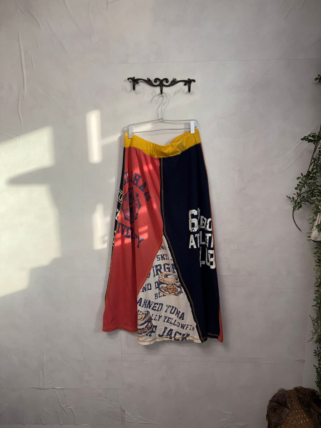 Coral navy lettering patchwork cotton sk 상품이미지4