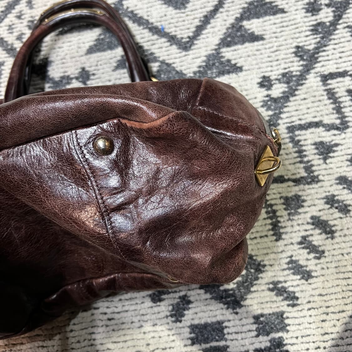 Prada 프라가 브라운 레더 핸드백 상품이미지6