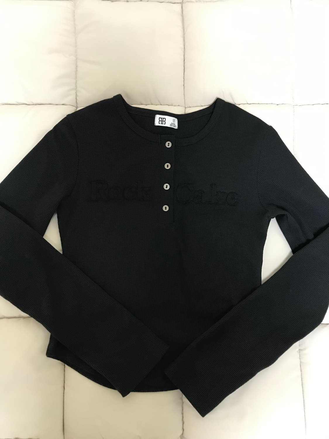 락케이크 Applique Logo Button Top - Black 상품이미지4