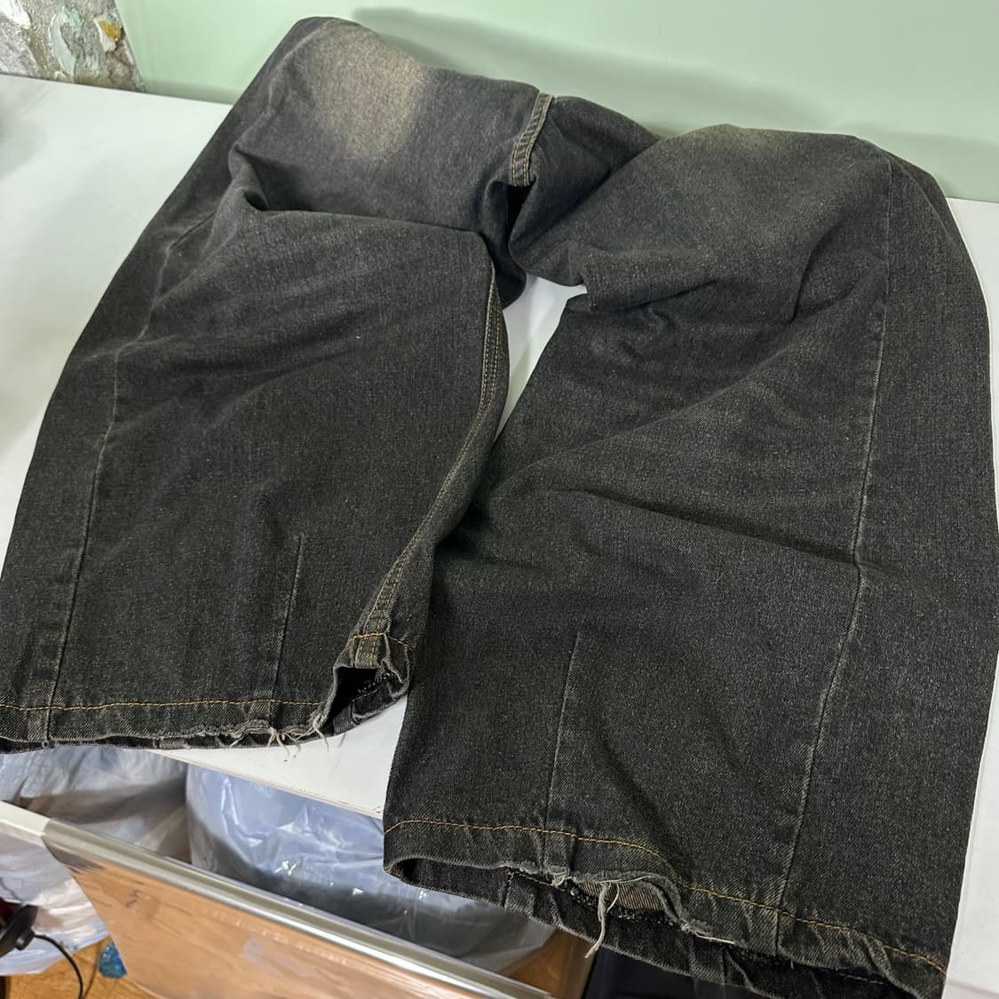 L 트릴리온 하이웨스트 녹워시드 벌룬와이드핏 데님팬츠 상품이미지7