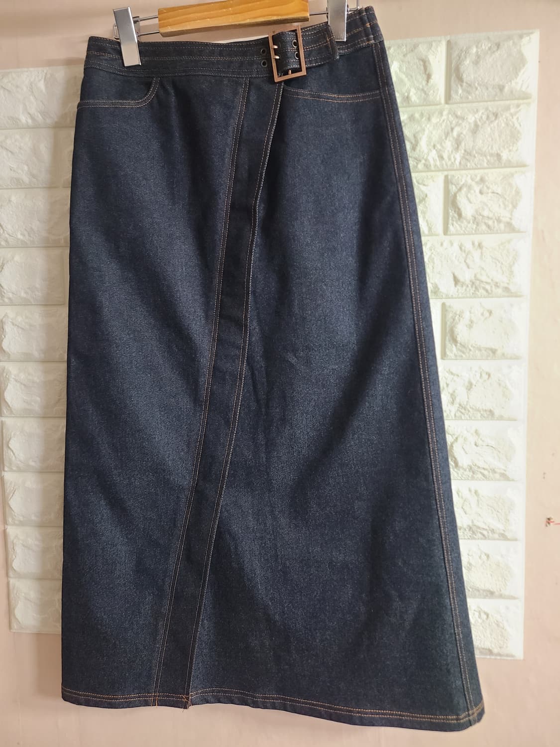 벨트장식 데님 롱 스커트(26) 상품이미지1