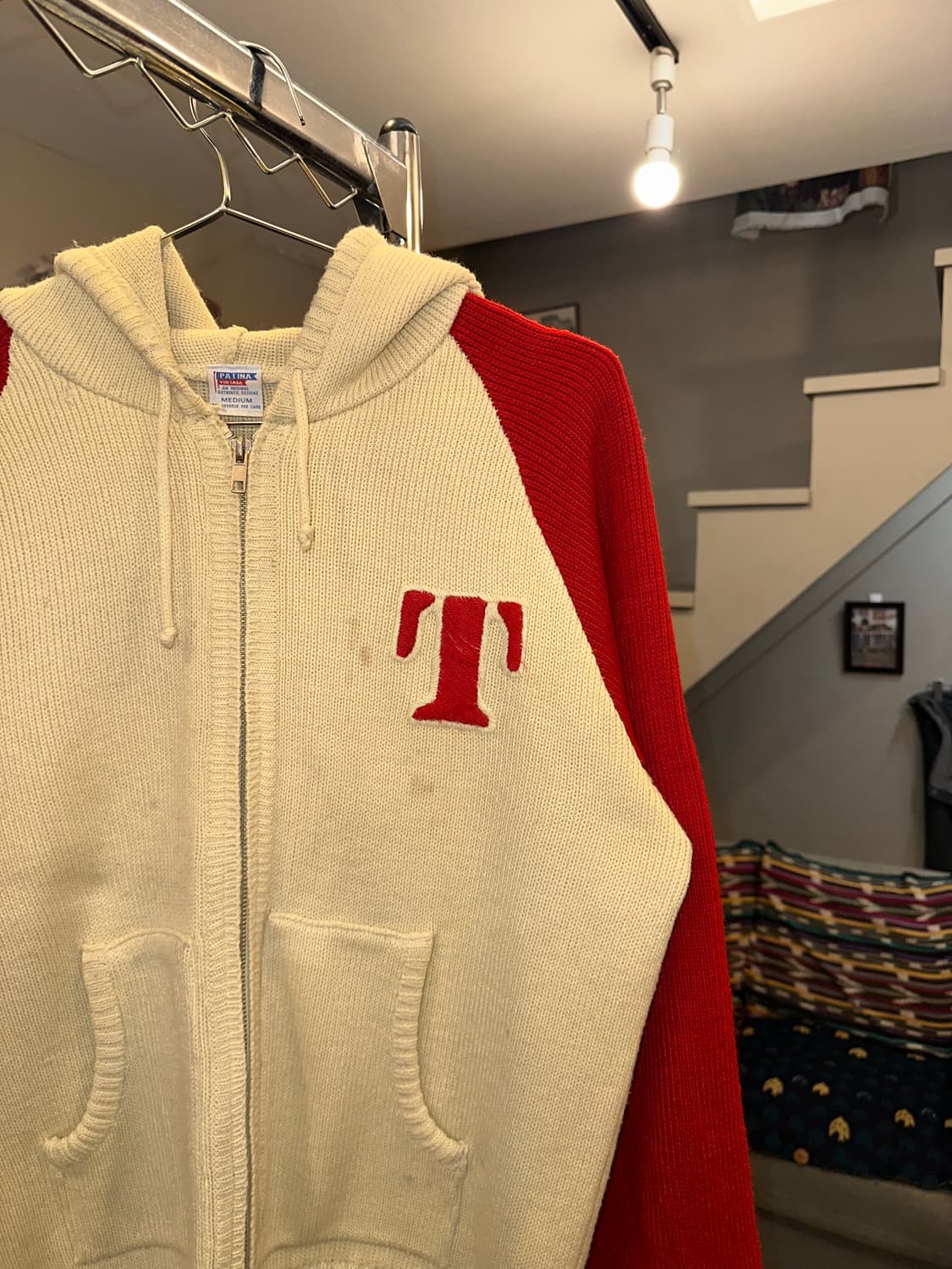 90’s Patina embroidery knit hood zip-up 상품이미지6