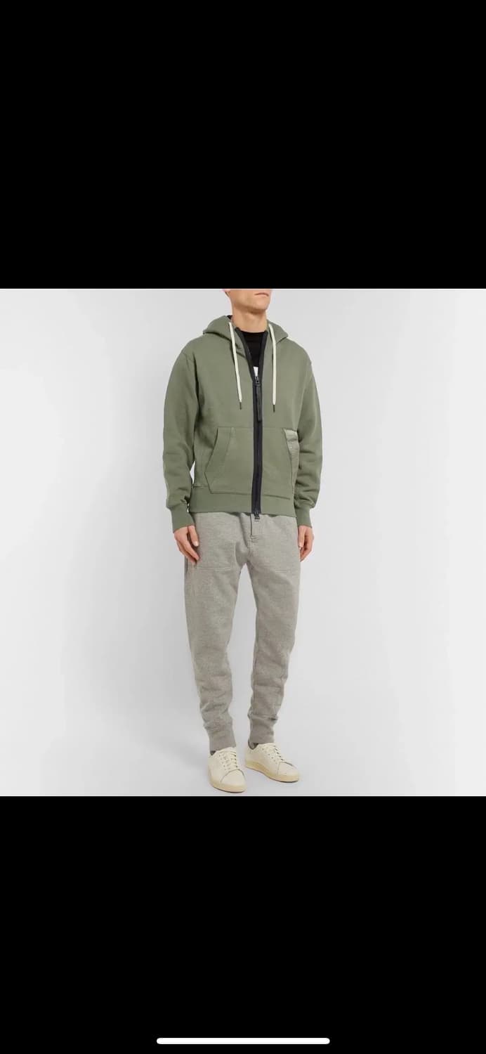 정품 톰포드 가먼트다잉 콘트라스트 후드집업 티셔츠 카키라 상품이미지2