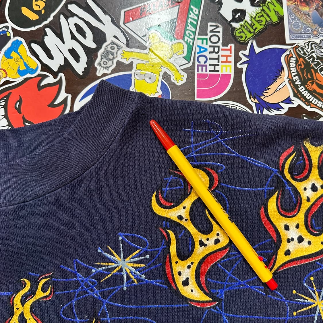 90s USA 태즈 플레임 핫로드 빈티지 스웻셔츠 XL 상품이미지5