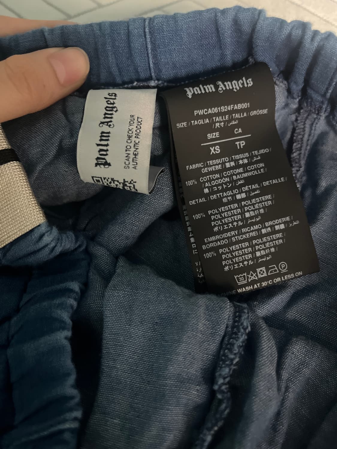 팜엔젤스 블루로고 트랙 팬츠 palm angels chambray빈티지 상품이미지6