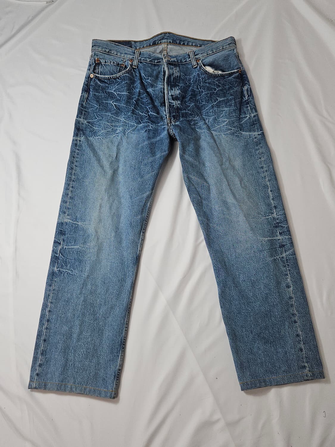 90s 리바이스 오리지널 501 번개워싱 데님팬츠 진 청바지 빈티지 34 상품이미지4