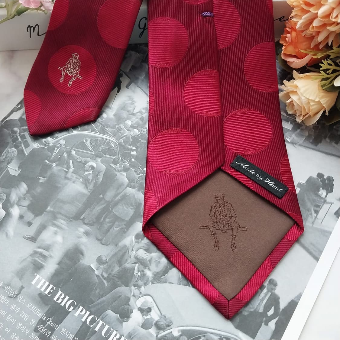 Paul Stuart 폴 스튜어트 실크 레드 도트 자카드 넥타이 9cm  상품이미지8