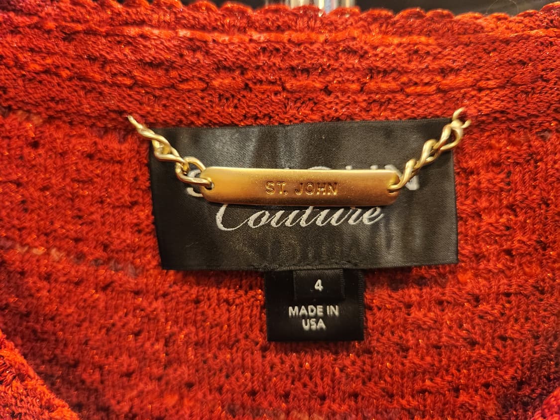 세인트존 꾸뛰르 레드 니트 쉬머 부클 지퍼 스웨터재킷 상품이미지2