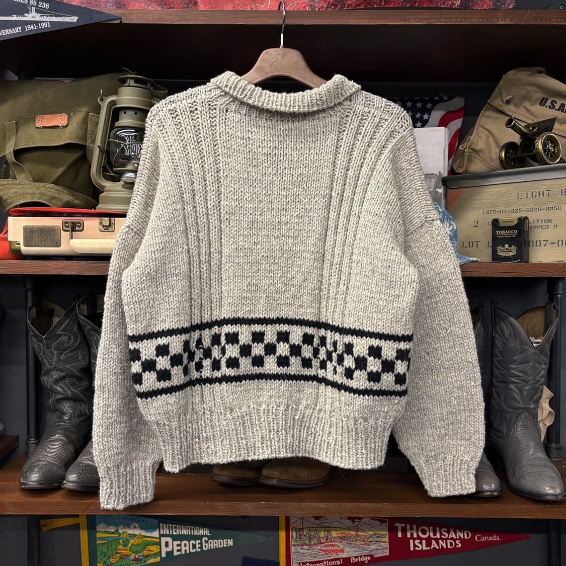 핸드메이드 체커보드 버튼카라 보카시 울 니트 스웨터 N561 상품이미지2