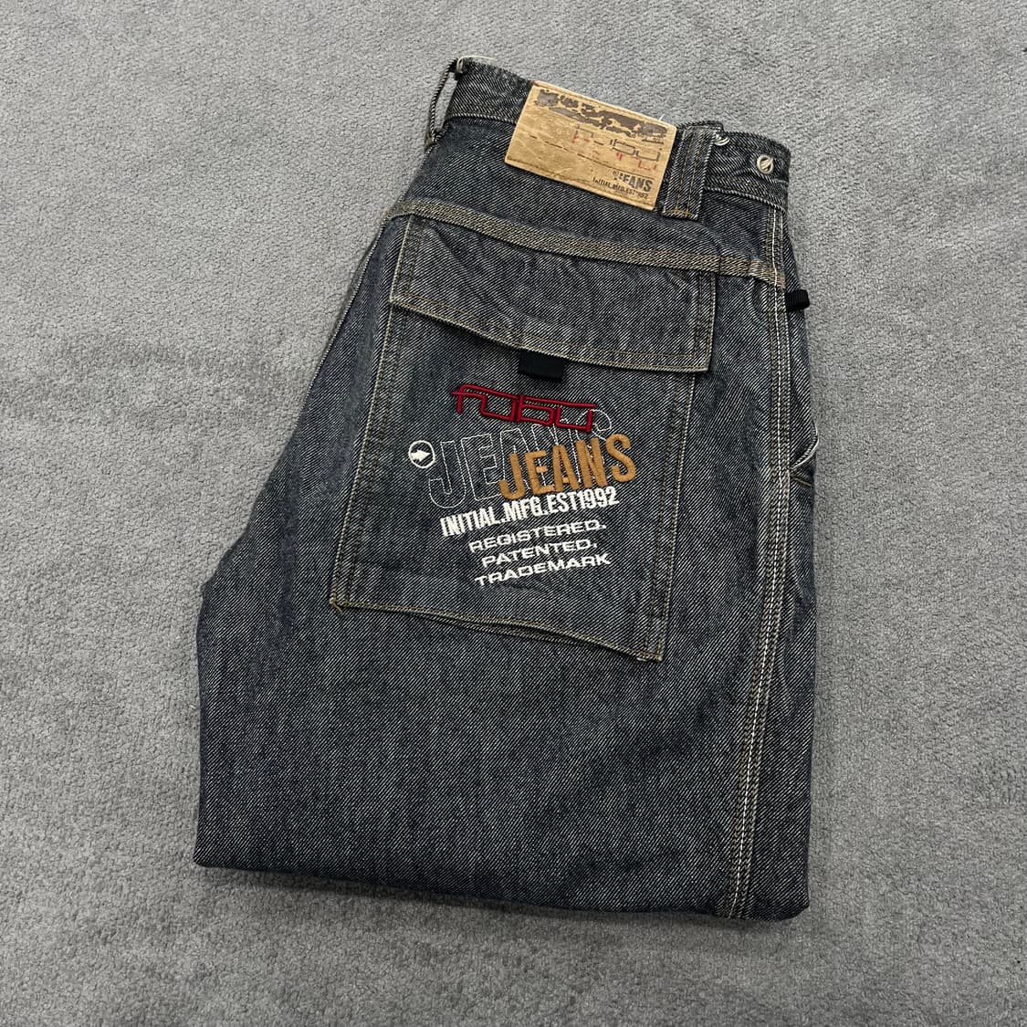 32 후부 올드스쿨 힙합 와이드 데님 상품이미지1