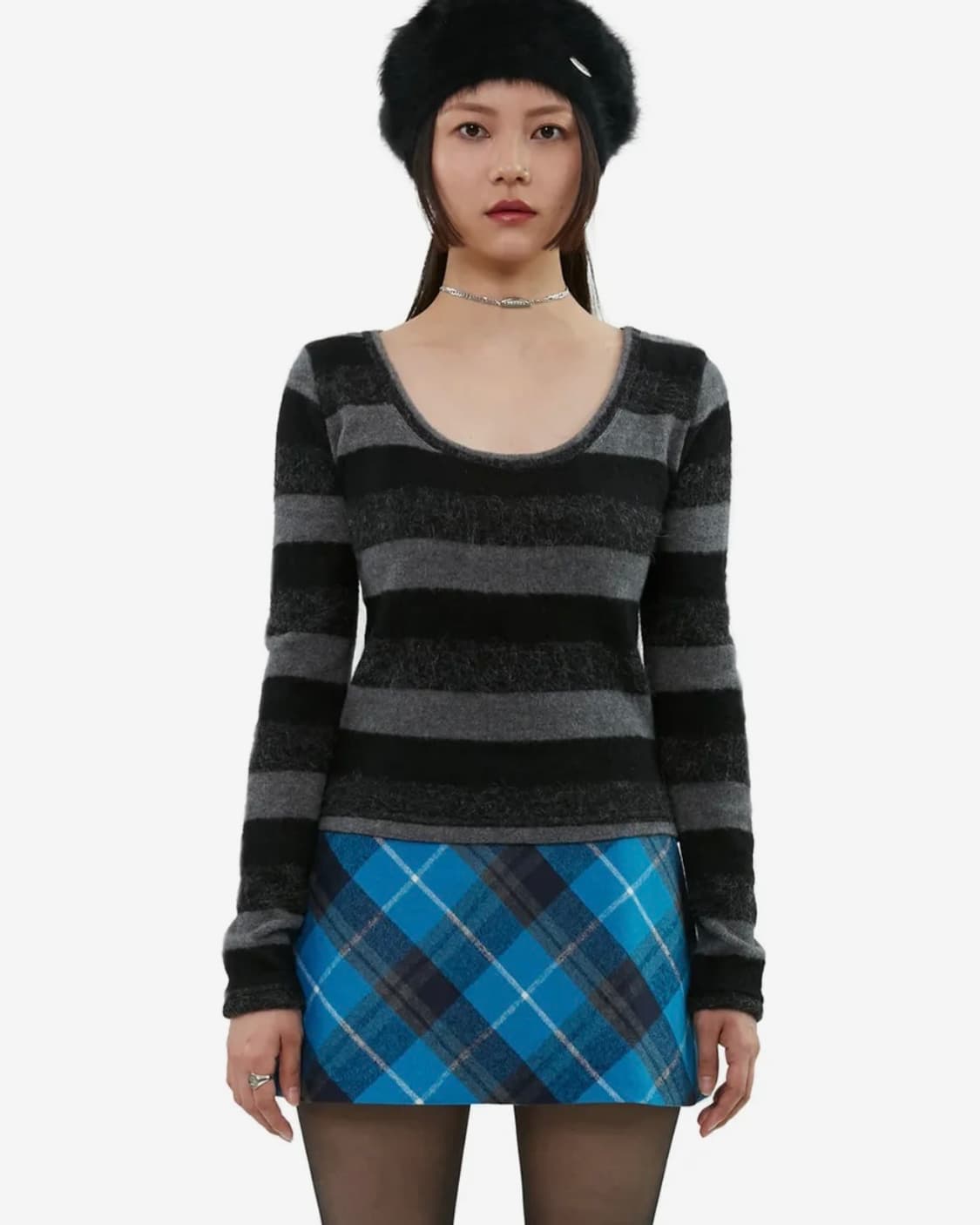 큐리티 C STRIPE BASIC T-SHIRT_BLACK 상품이미지1