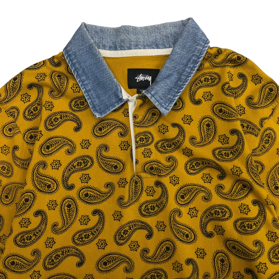 스투시 오리엔탈 프린팅 옐로우 데님 pk티 M 상품이미지4