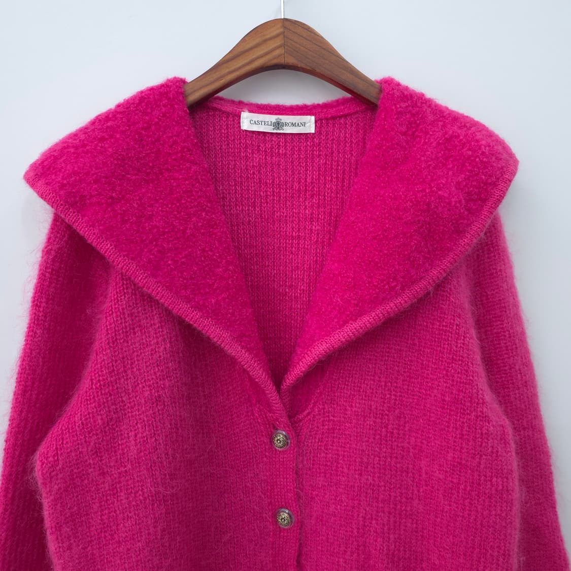 CASTEL ROMANI 핫핑크 키드모헤어 세일러카라 니트가디건 상품이미지3
