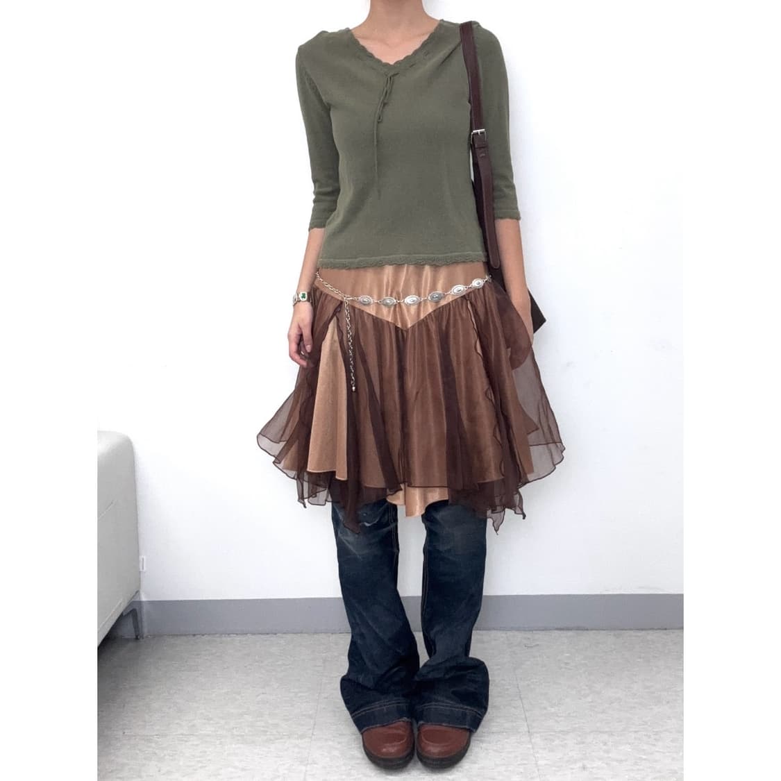 빈티지 카키 반팔 상품이미지2