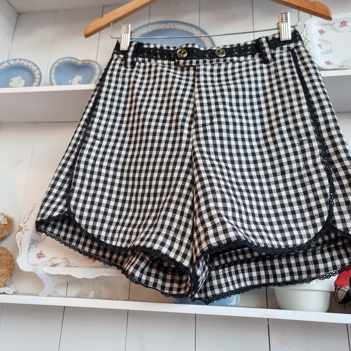 axes femme(악세즈 팜므) 깅엄체크 레이스반바지 상품이미지3