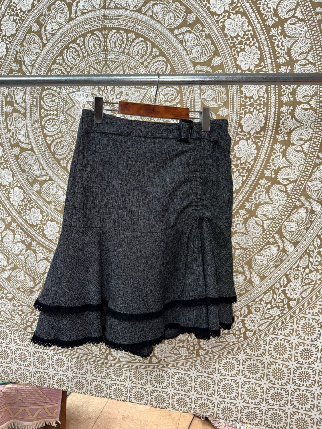 빈티지 여성 벨티드 레이스 프릴 스커트  상품이미지3