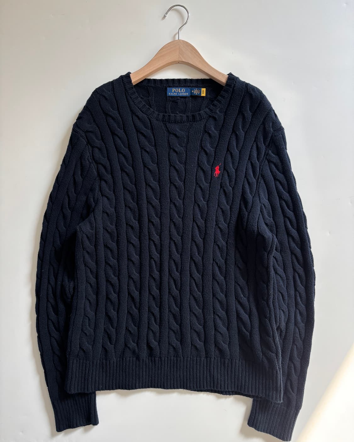 Polo 폴로 랄프로렌 QR신형 네이비컬러 코튼 케이블 니트 상품이미지1