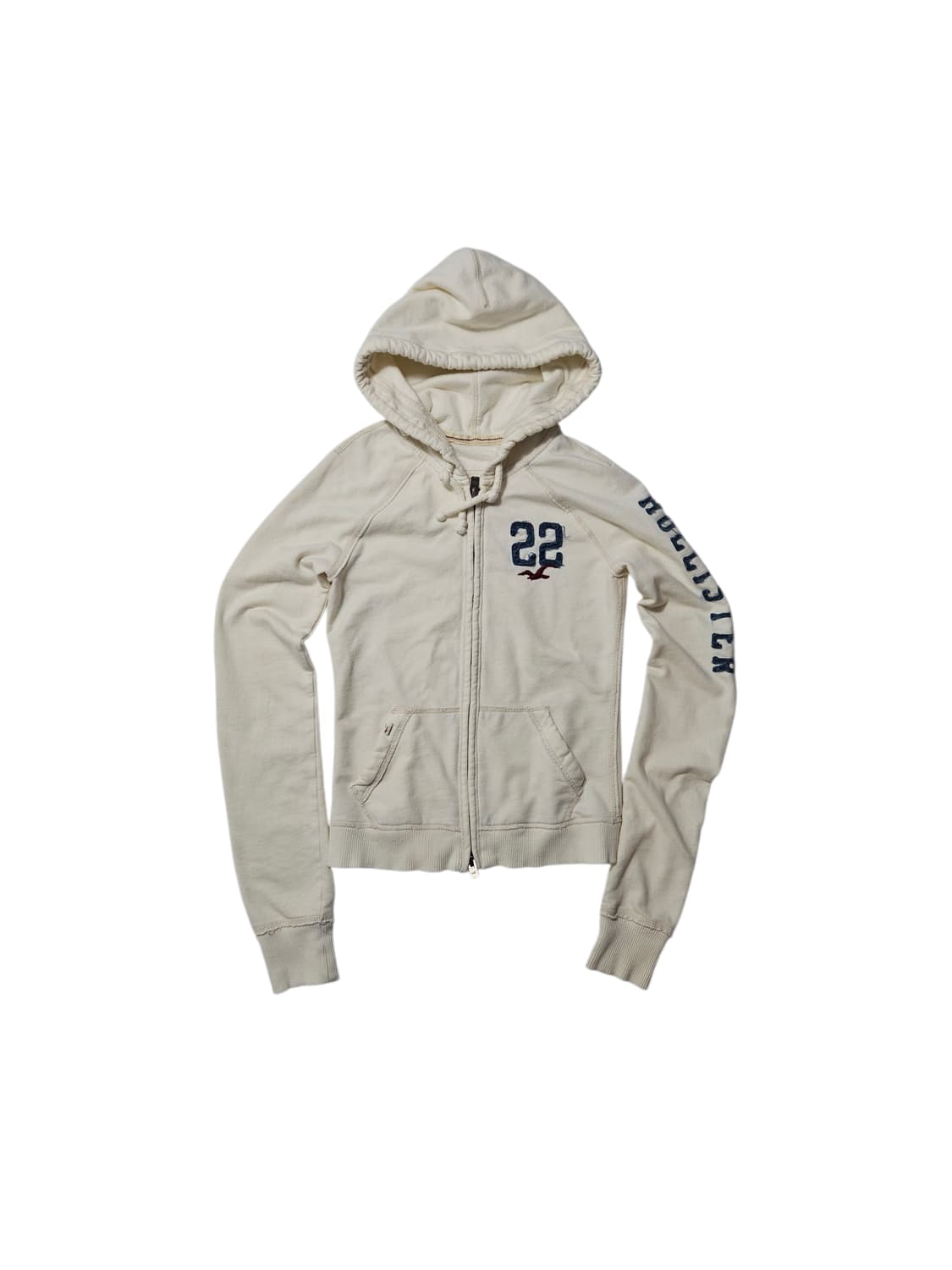 홀리스터 화이트 딱붙핏 스펠아웃 암로고 S 후드집업 상품이미지1