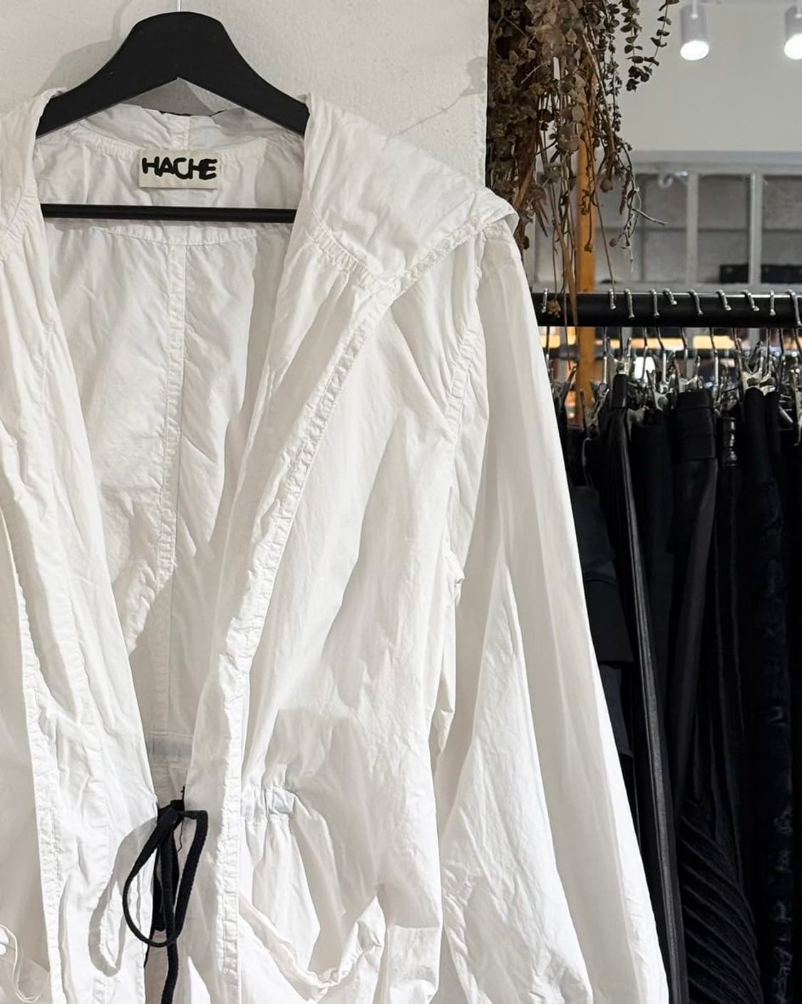 하쉬 화이트 코튼 스트링 후디 롱 자켓  상품이미지3