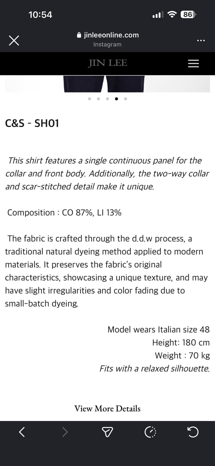 Jin lee 차이나 카라 셔츠 상품이미지2