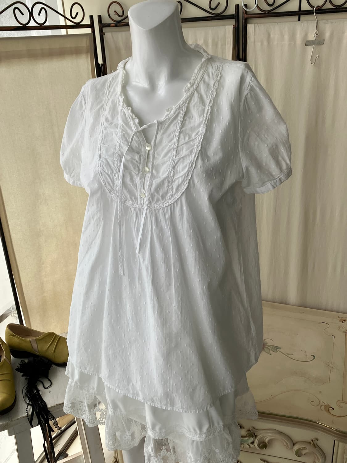 mori pompom lace shirring blouse 상품이미지2