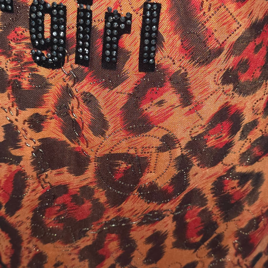 빈티지)레오파드 호피 오네갸루 글리터 대대장 큐빅메쉬y2k90s 롱슬리브 상품이미지2