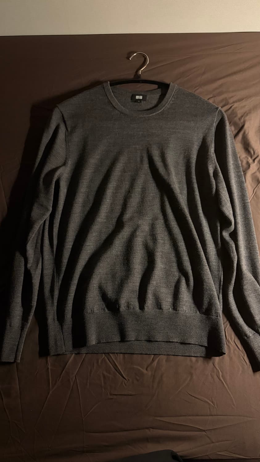 M) 유니클로 메리노 크루넥 스웨터 (그레이) 상품이미지2