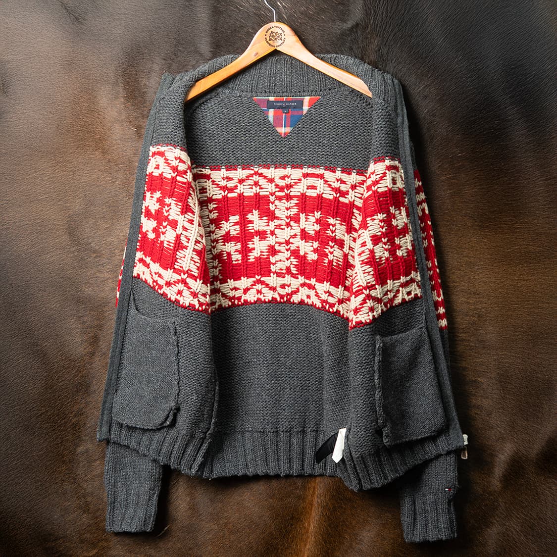 [103] 타미힐피거 SKI 눈꽃패턴 울 스웨터 집업 그레이  상품이미지10