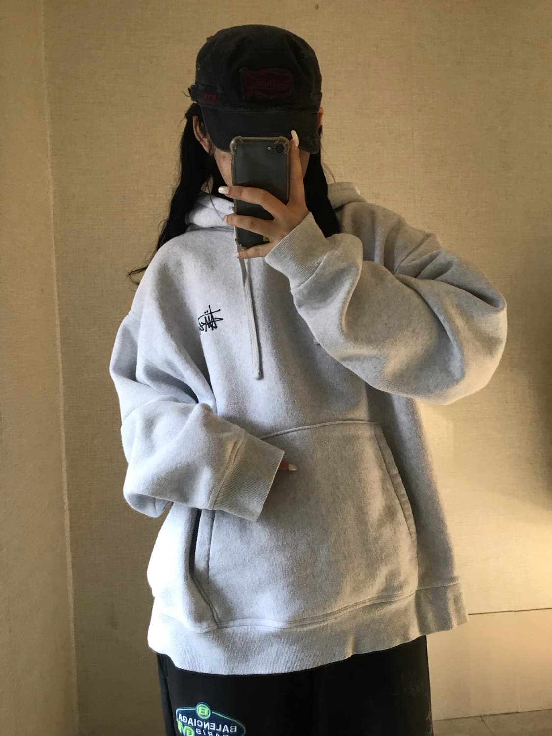 스투시 오버핏 멜란지 후드티 상품이미지2