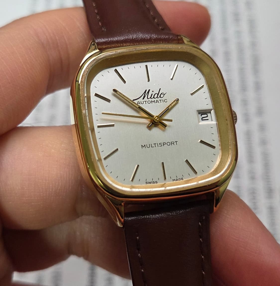 레어] 빈티지 미도(MIDO) 멀티스포트 사각탱크 실버판 필기체로고 오토 상품이미지4