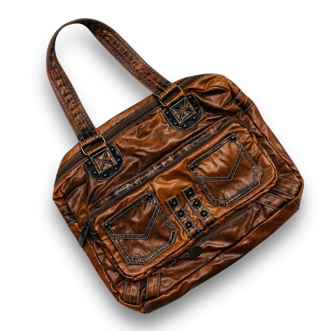 Western Vegan Leather Stud Vintage Bag 상품이미지1