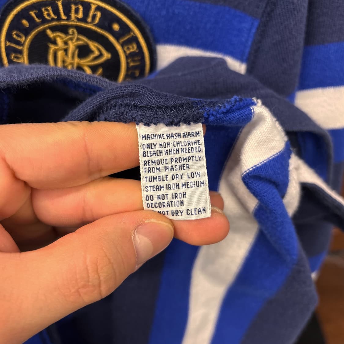 90s 폴로 랄프로렌 NYC레터링 와펜 스트라이프 PK 럭비셔츠 N809 상품이미지7